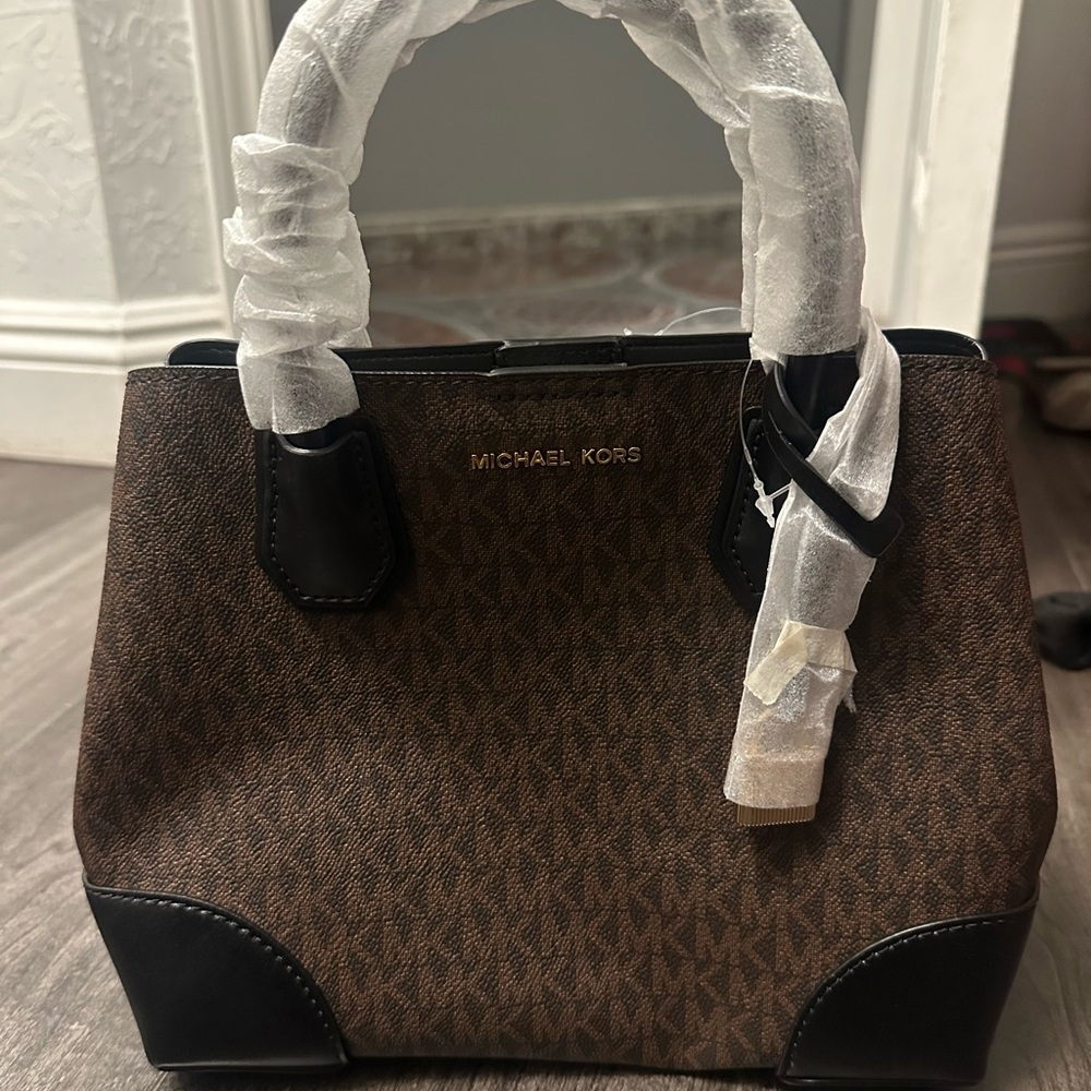 Michael Kors Brown and Black Satchel Bag